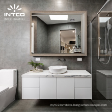 INTCO New Arrival Decorative Rectangular Texture Make-up Horizontally or Vertically Hanging Bathroom Mirror Frame
